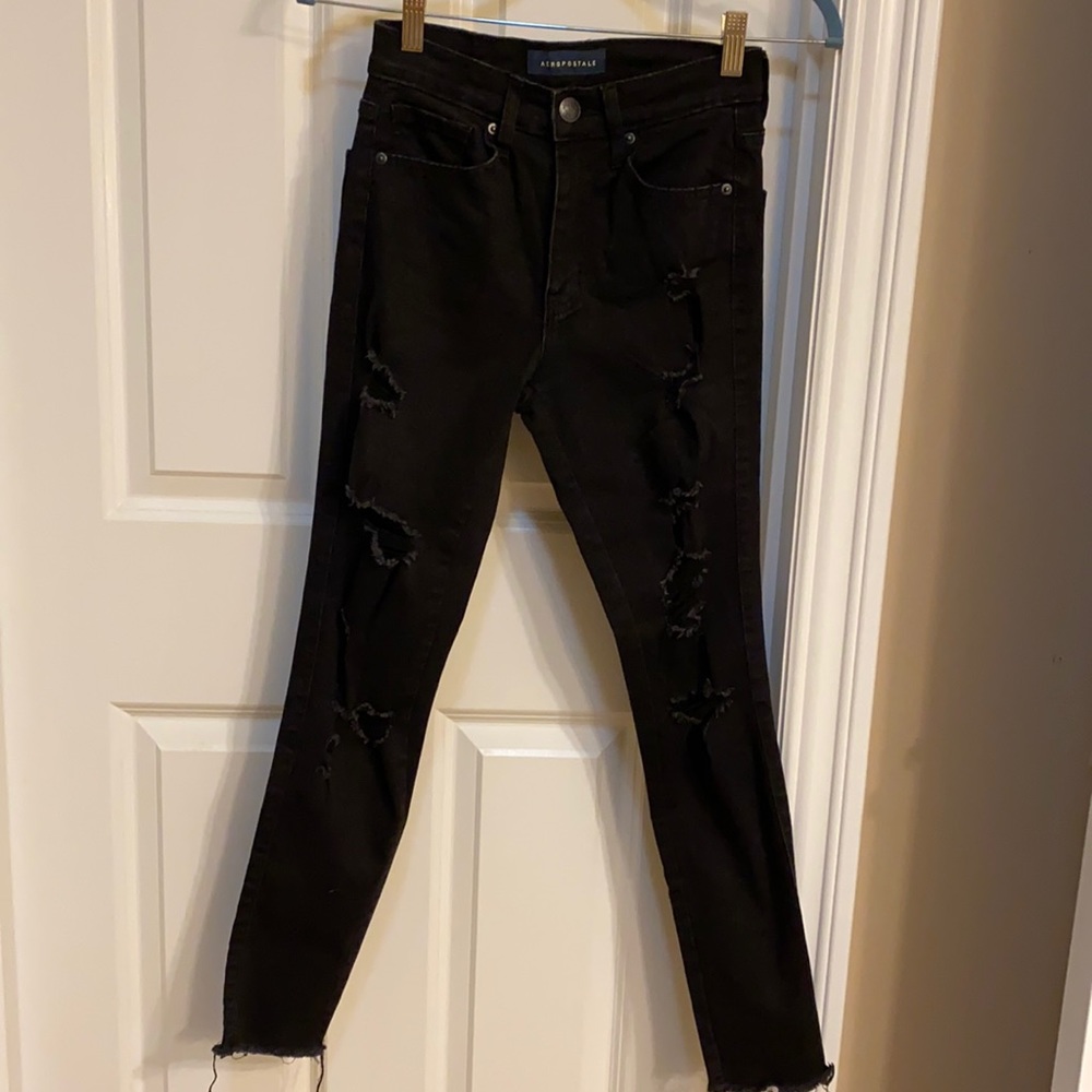 Black denim all over ripped jeans